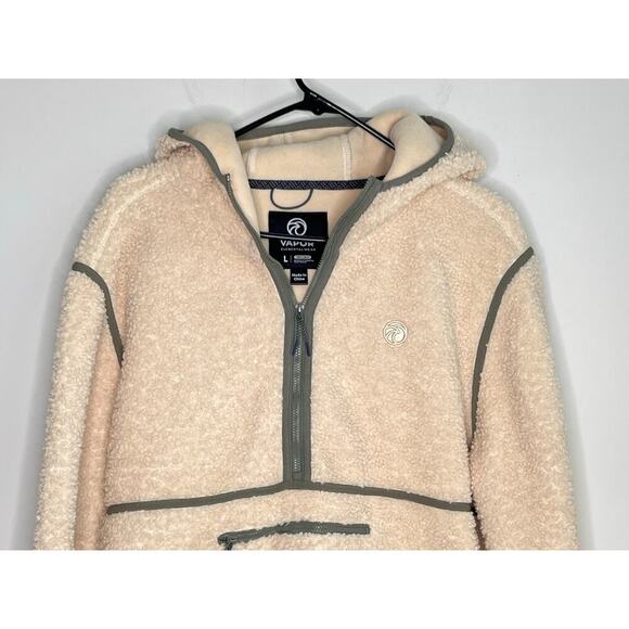 Vapor Apparel Headwind 1/4 Zip Poly Fleece Hoodie Natural Men's Size Large - Picture 5 of 10